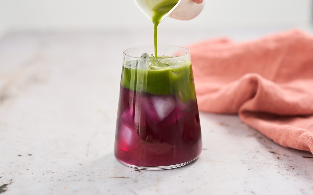 Lemonade with Matcha and Butterfly Pea Flower